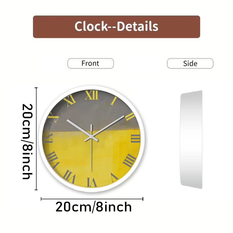 Two-Tone Yellow &Gray Cartoon Round Silent Hanging Wall Clock,Suitable For Living Room,School,Study Room,Bedroom,Children's Gift