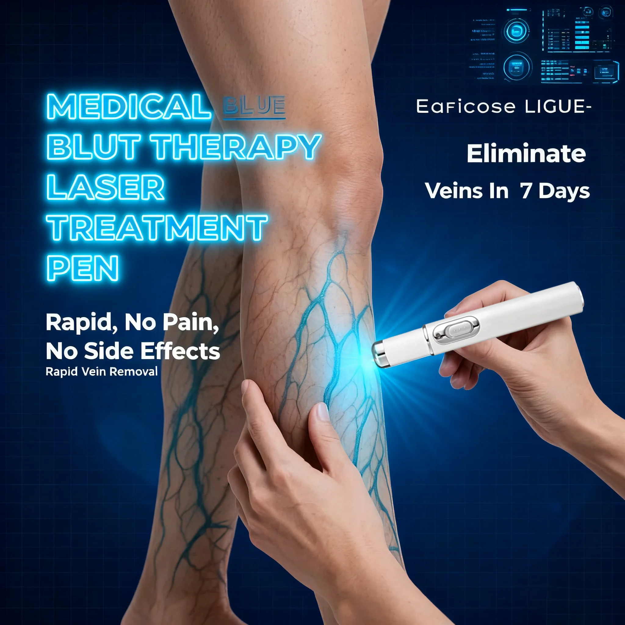 

Многофункциональная лазерная ручка 2-го поколения с синим светом для лечения варикозного расширения вен, технология глубокого проникновения, новинка