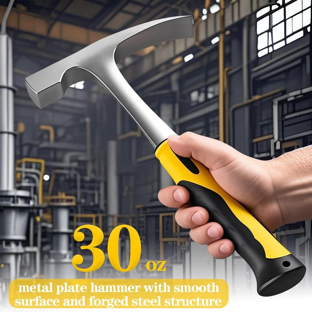 ABJN-30Oz 판금 해머 - 단조 강철 헤드, 충격 흡수 그립 및 HVAC, 용접 및 금속용 장갑이 있는 Tinner의 해머