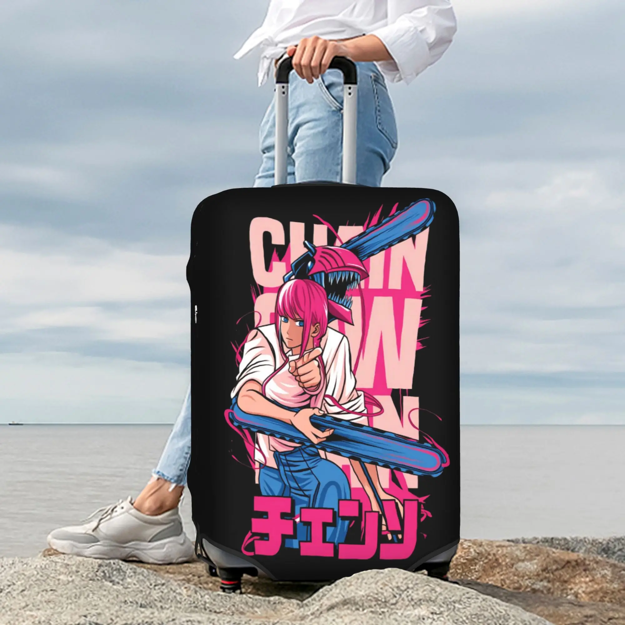 Funda para maleta Chainsaw Man Makima, funda elástica para equipaje de Anime Manga, Protector para equipaje de 18-32 pulgadas
