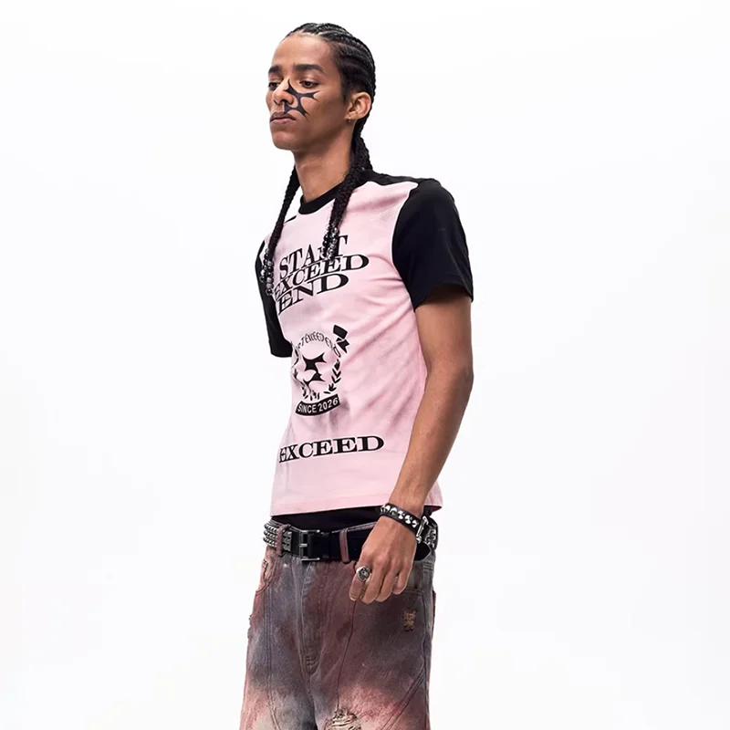 LUZHEN 2026 Summer Original Slim Fit Color Contrast Short Sleeve T-shirts Men's Fashion Handsome High Quality Casual Tops JY6431