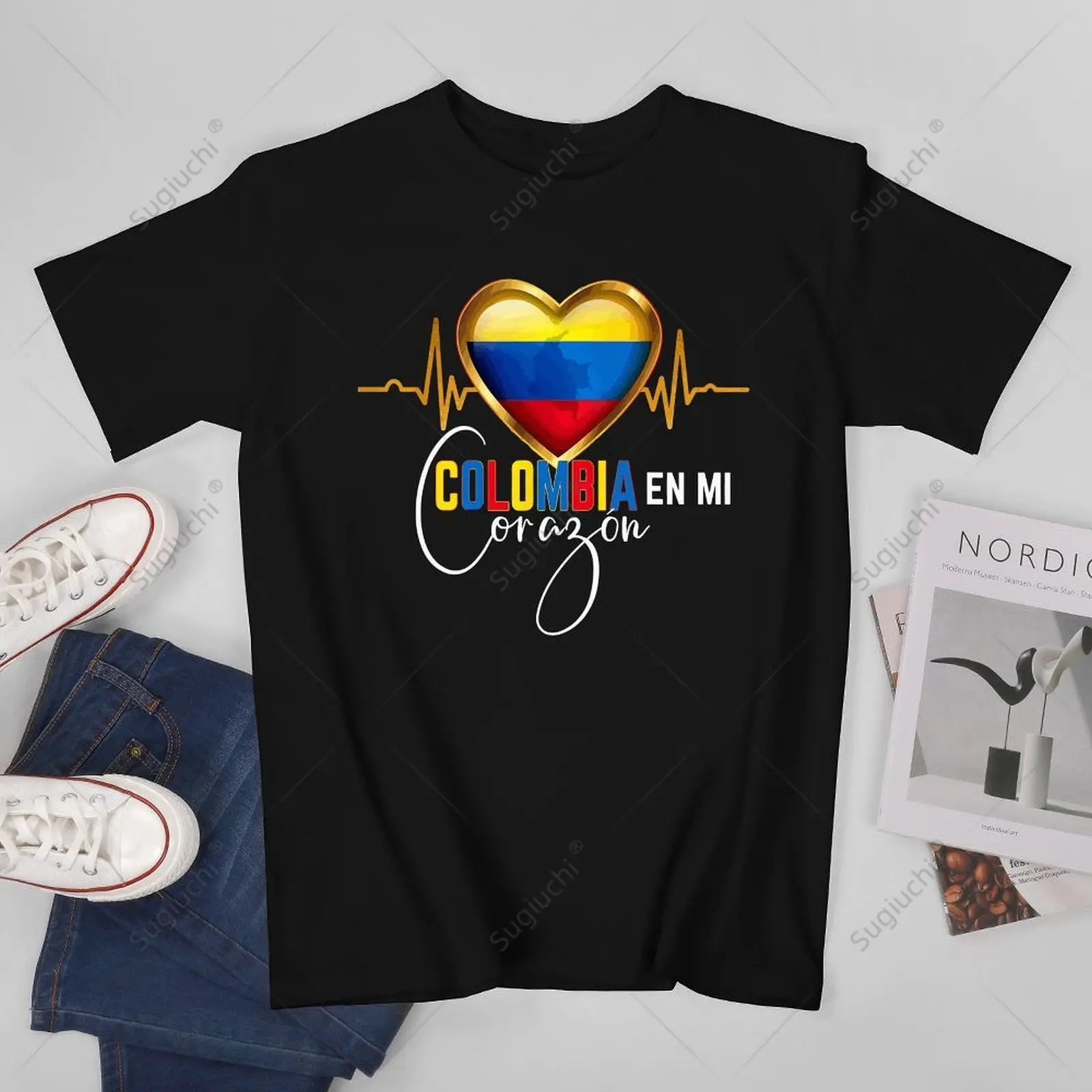 Unisex Men Colombia En Mi Corazon Colombian Pride Tshirt Tees T Shirts Women Boys 100% Cotton T-Shirt