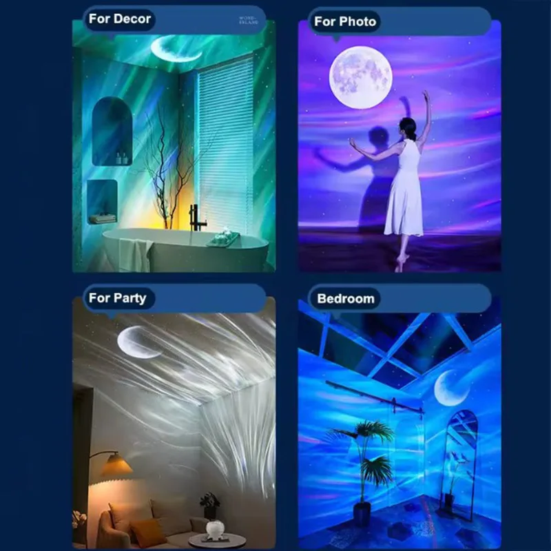 Galaxyโปรเจคเตอร์ตกแต่งห้องนอนCreative Ambient Light Starry Sky Galaxyโปรเจคเตอร์Night Light Star MoonโคมไฟGalaxy Light