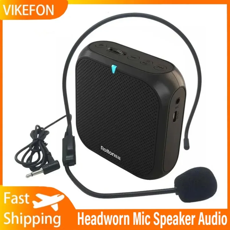Headworn microfone alto-falante de áudio mini com fio mikrofon mike microfone alto-falante amplificador voz gravador som bateria kit fone ouvido