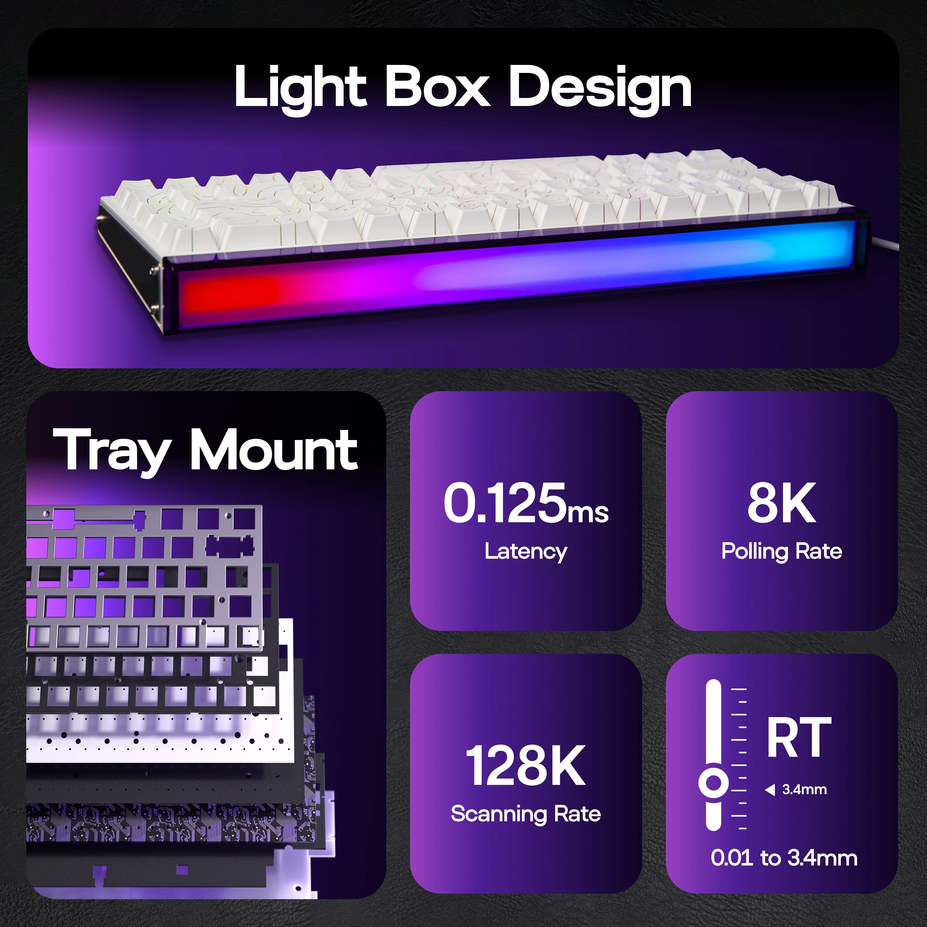 AULA Hero68 HE 65 % ANSI US-Layout Hot-Swap Wired Magnetic Gaming Keyboard 8 kHz Rapid Hall Effect Switch RGB-Hintergrundbeleuchtung Lichtbox