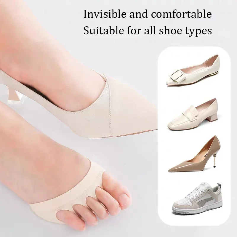 5 Pair Forefoot Pads Women High Heels Five Toes Half Insoles Calluses Corns Foot Pain Care for Foot Pain Relief Moisture Wicking