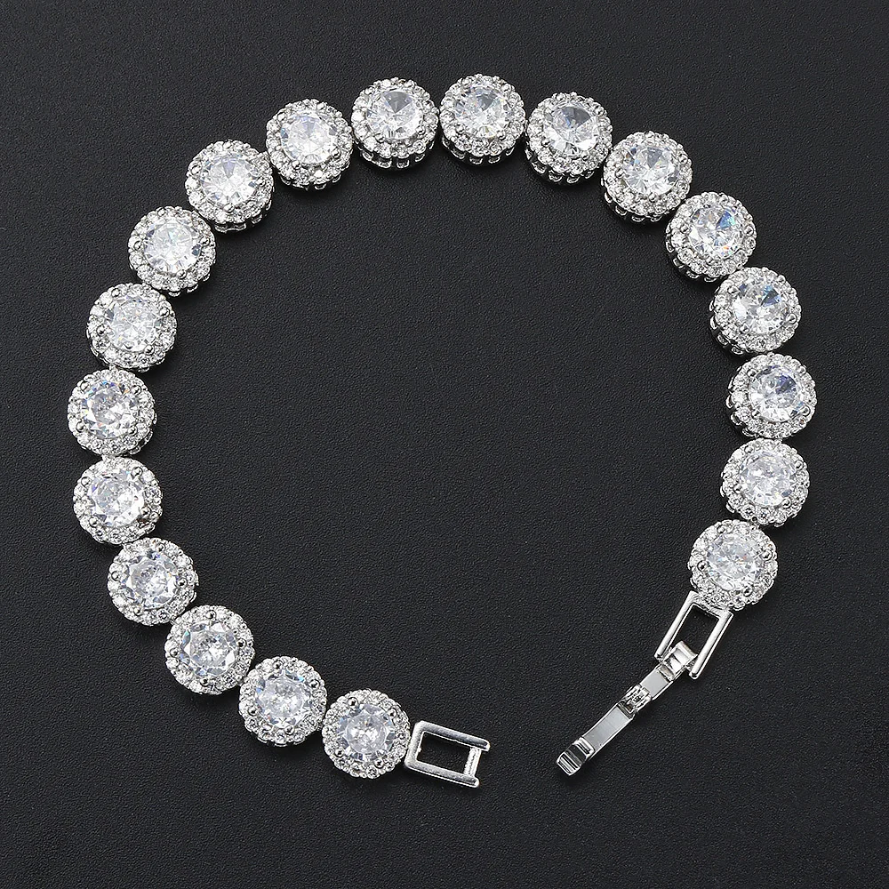 Wunderschönes schillernde Zirkonia Faltschließe Hiphop Armband für Frauen Männer Silber Farbe Mode Handkette für männliche weibliche Geschenke