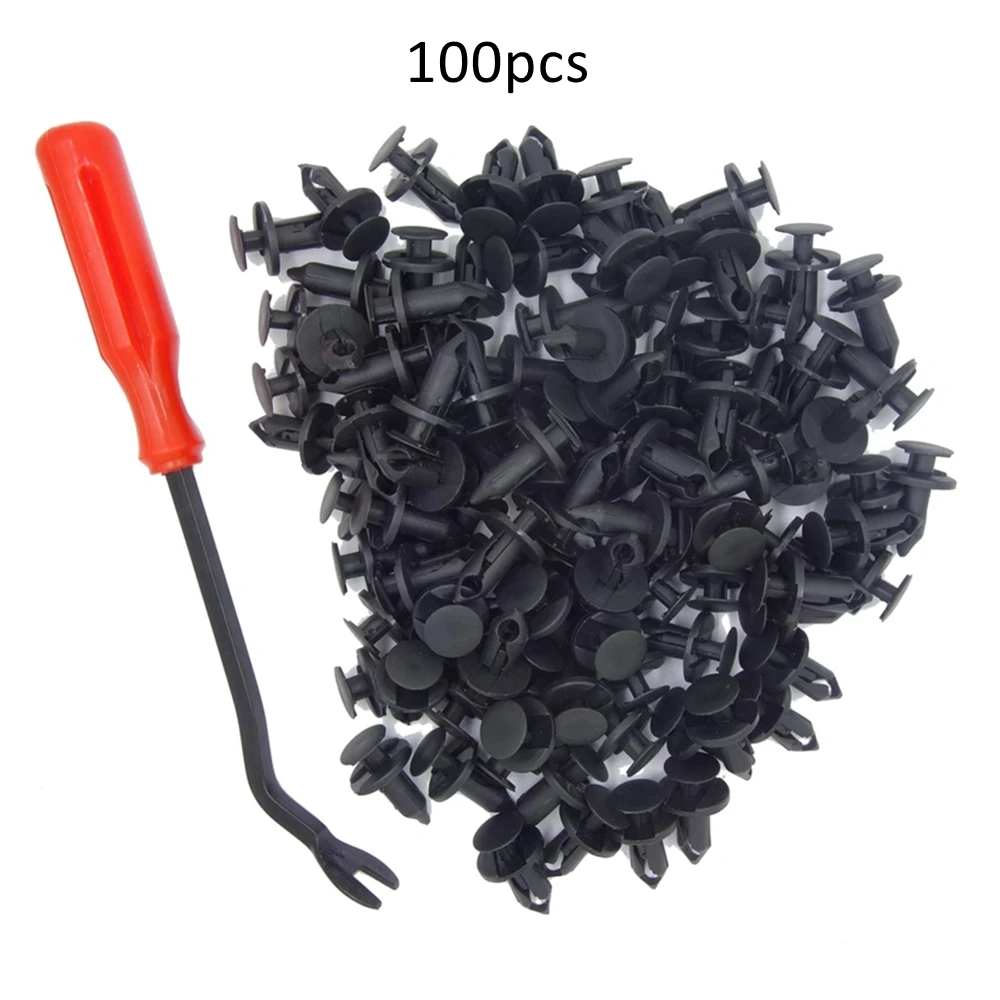 100PCS 8mm Plastic Fender Clips Body Rivets Clips Car Door Clip Panel Audio Video Dashboard Dismantle Kits Installer Pry Tool