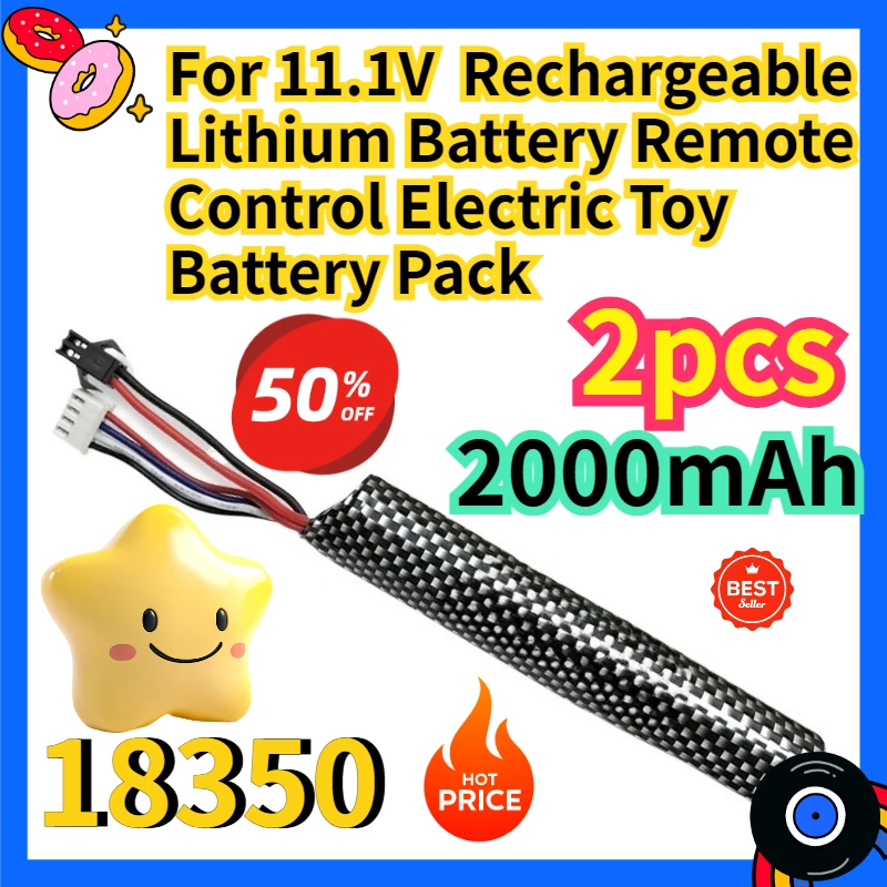 

For 11.1V 18350 Rechargeable Lithium Battery Remote Control Electric Toy Battery Pack 2pcs