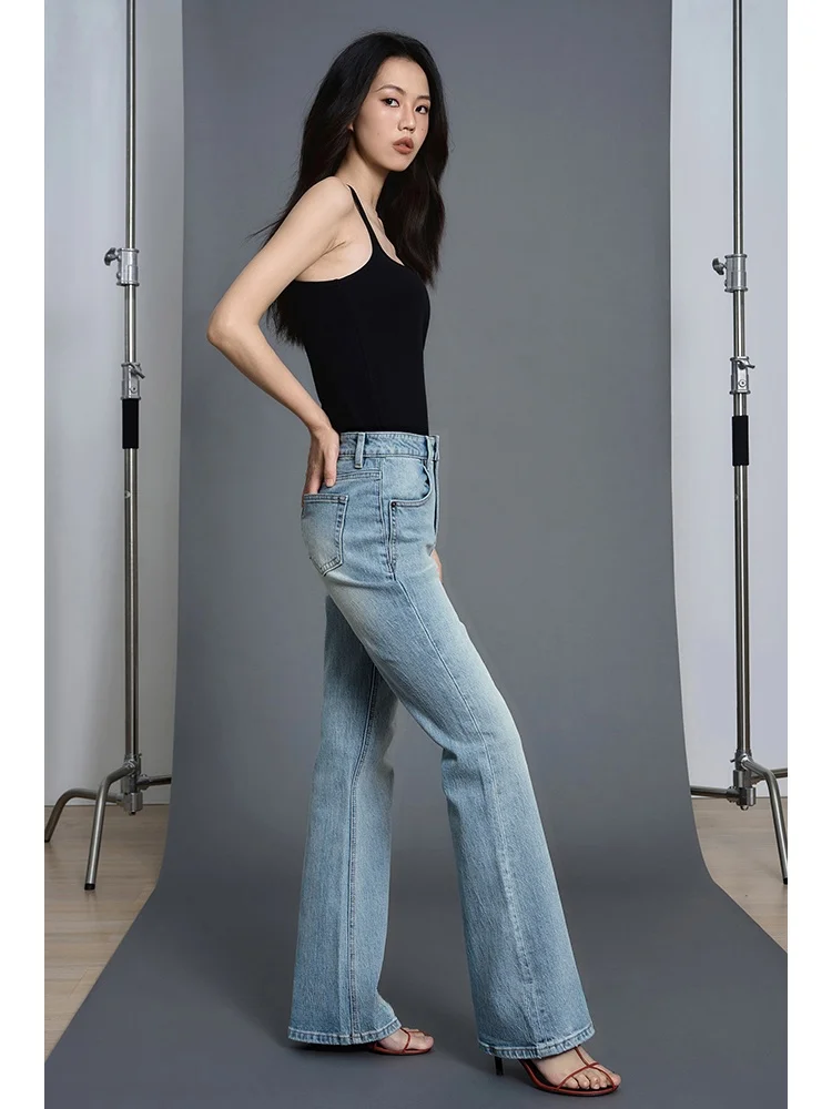 

Универсальные джинсы BRUNCHER с широкими штанинами, синие, из денима, модные, в китайском стиле, для женщин