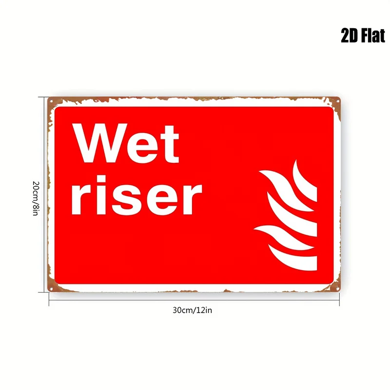 1pc 2D Flat Iron Painting Fire Safety Sign Wet Standpipe Warning Sign Classic Wall Art, Durable Metal Decor for Home, Kitchen, B