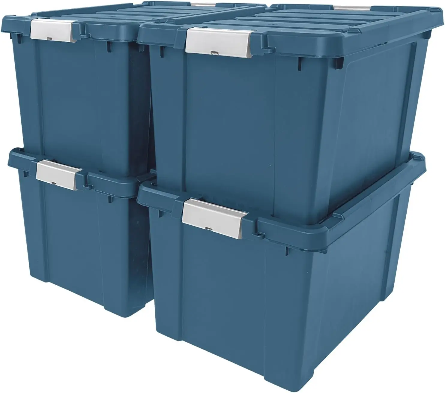 

USA 20 Gallon Eco-Friendly Lockable Storage Bins with Lids, 4 Pack - Made in USA, Heavy Duty, Stackable Containers, Garage