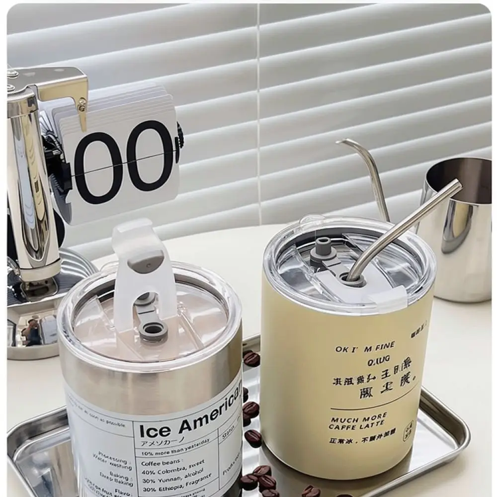 Portable Stainless Steel Vacuum Mug Thermal Coffee Tumbler Cold Drink Cup For Car Commute Office School Modern Minimalist Style