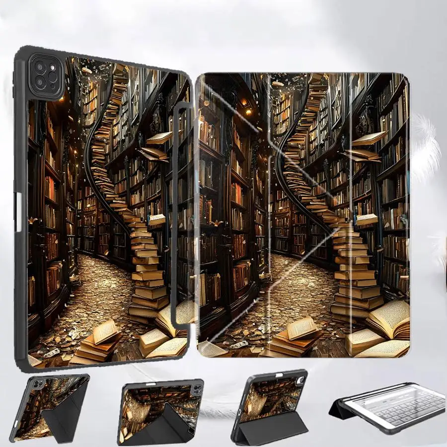 

Чехол-подставка для планшета Knowledge Book Ladder Holder Cover для iPad Pro 2025, Pro 11-го, 10-го, 9-го, 8-го, 7-го поколений, 12.9 дюймов, Mini 6, 7, Air 4, 5, M3, M2, M4