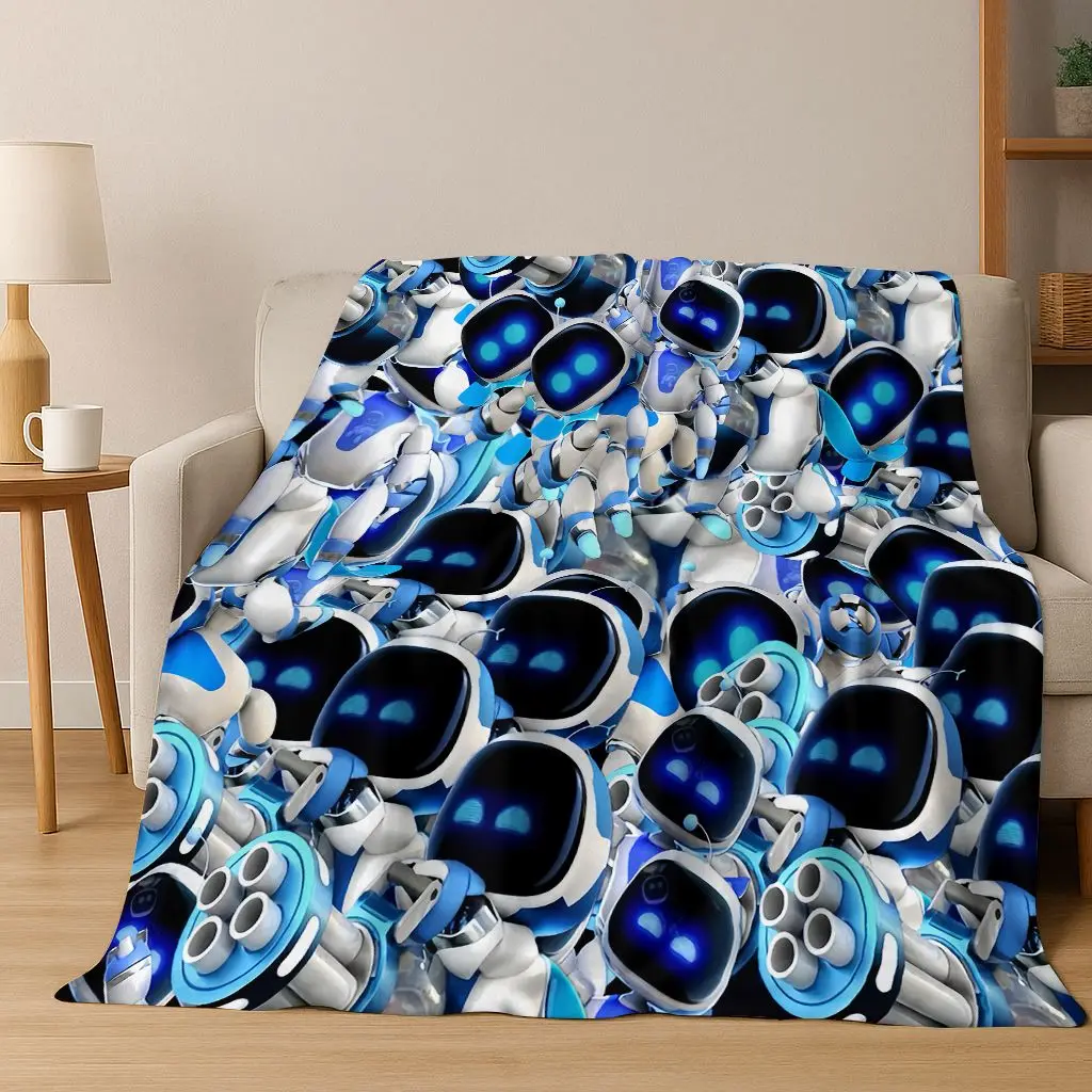 3D Classic Game A-ASTRO BOT Cartoon Flannel Blanket,Warm and Cozy Soft Throw Blanket for Home Bedroom Bed Sofa Picnic Cover Gift