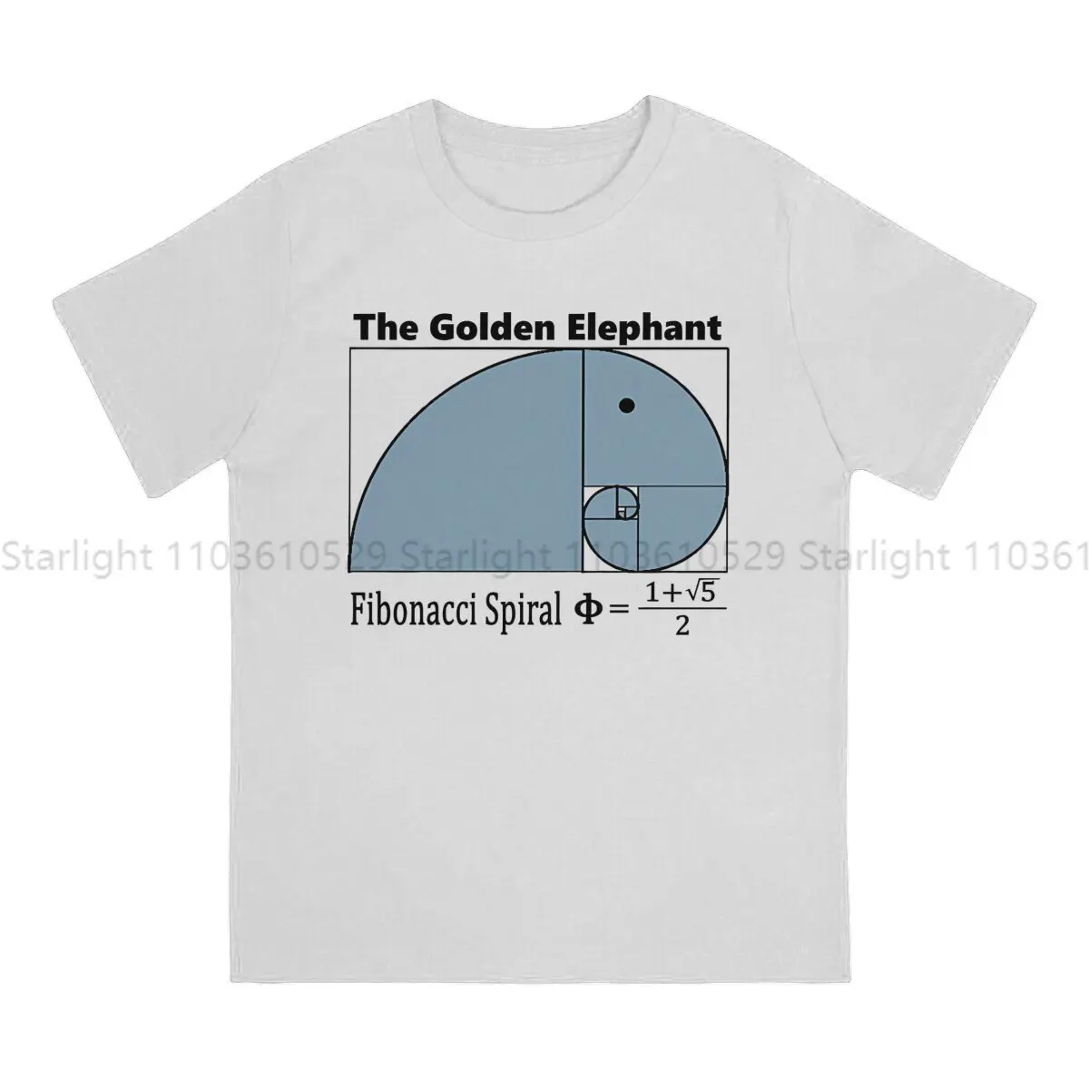 Fibonacci Sequence Golden Ratio Man TShirt Elephant Individuality T Shirt Original Streetwear New Trend