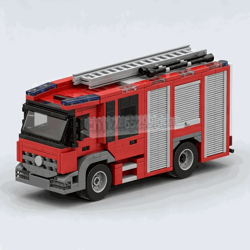 NEW 524Pcs Red Fire Rescue Truck Building Blocks City Emergency Vehicle Model Diy Assembly Toy Display Birthday Festival Gifts