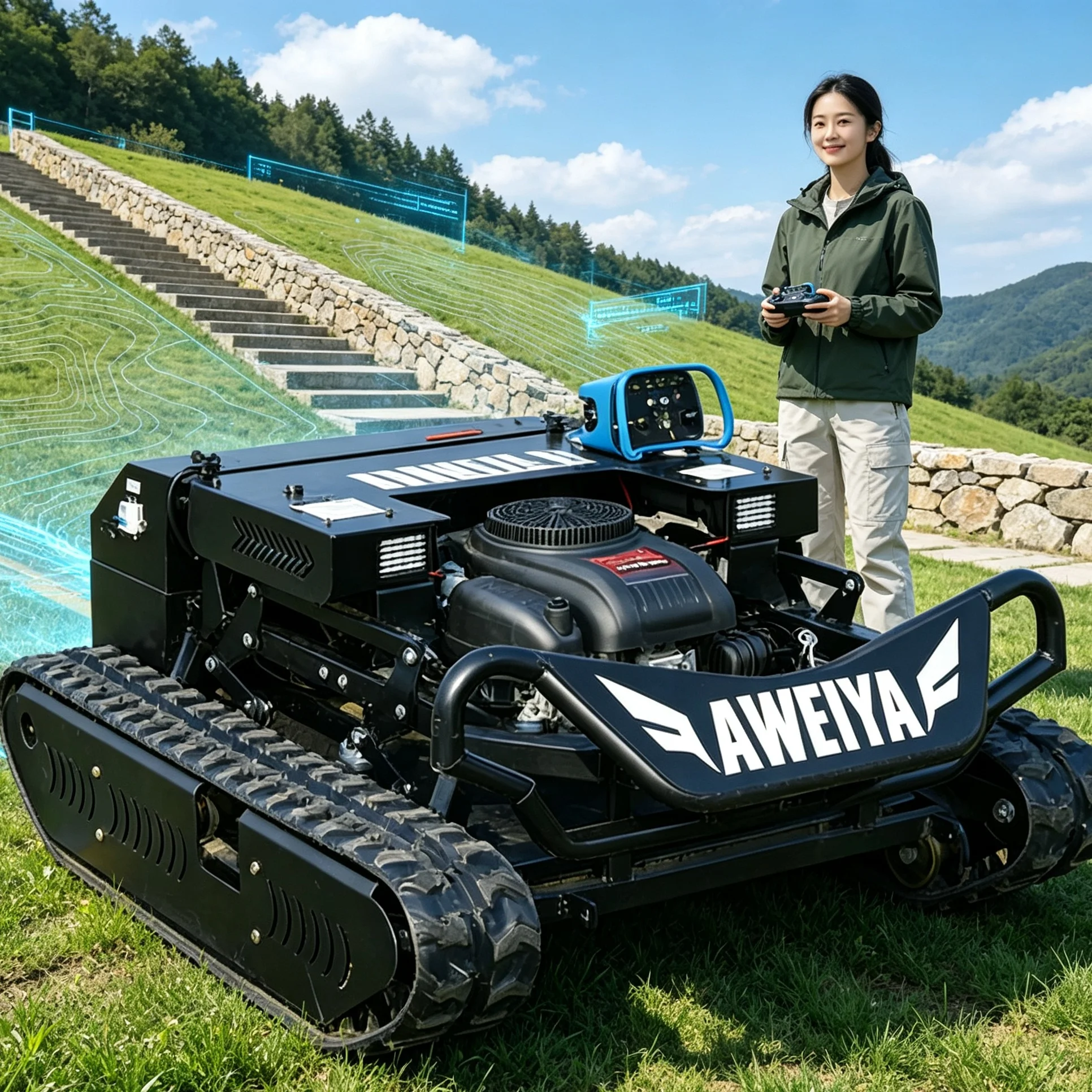 Customized 900 For Highway Side Green Belt Tracked Self‑Propelled Lawn Mower, Support Snow Shovel Attachment, Durable Crawler