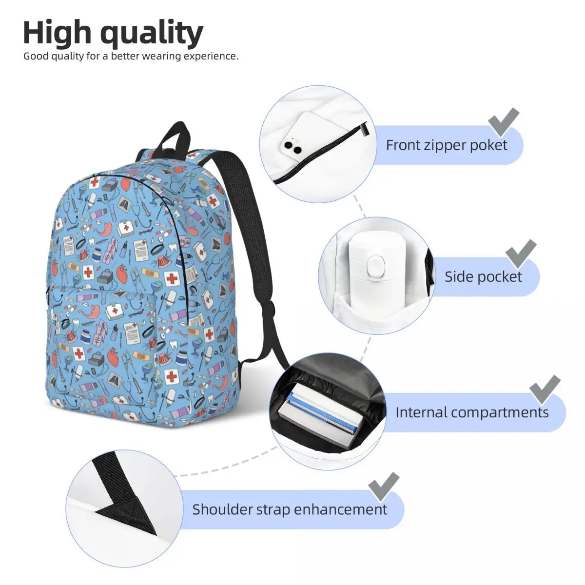 Krankens ch wester medizinische Tapete Rucksack Grundschule High College Schüler Buch Taschen Männer Frauen Tages rucksack Reisen