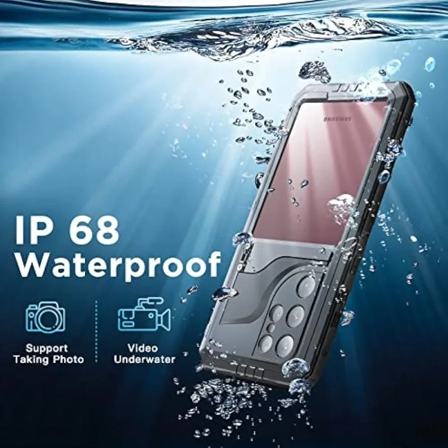 For Samsung S24 S23 Ultra S22 Plus IP68 Waterproof Metal Phone Case Heavy Duty Rugged Armor Shockproof Cover Shell With Stand