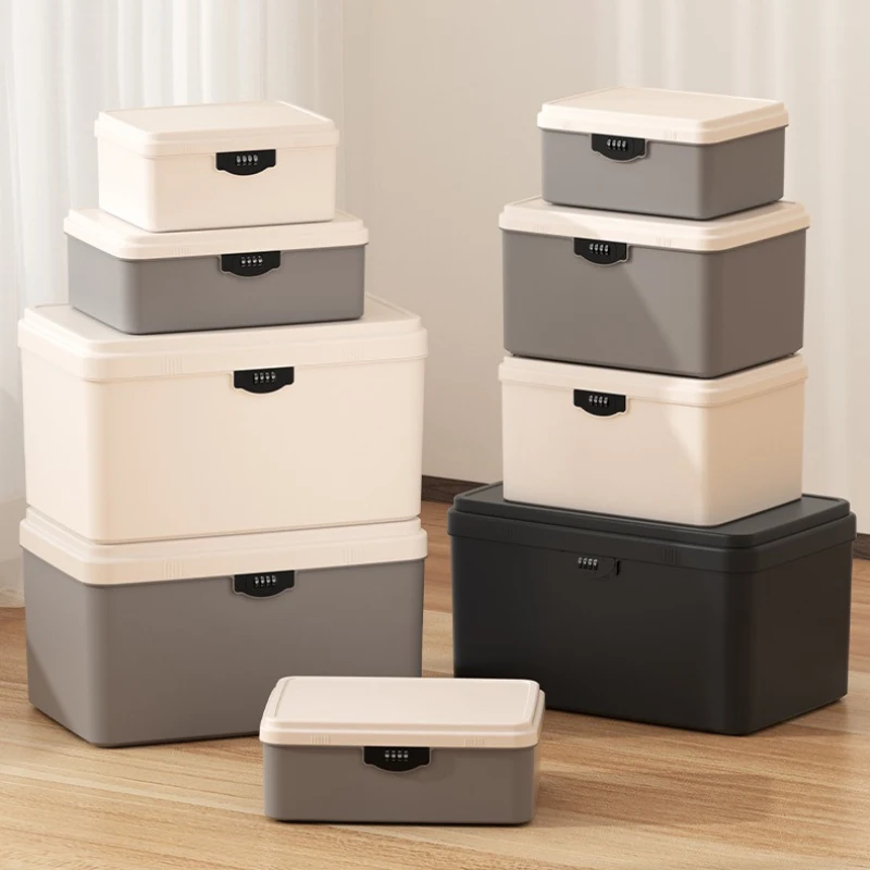 New Password 2 Layers Lockable Storage Box, Home Password Lock Safe Box, Privacy Document Sorting Organize Box