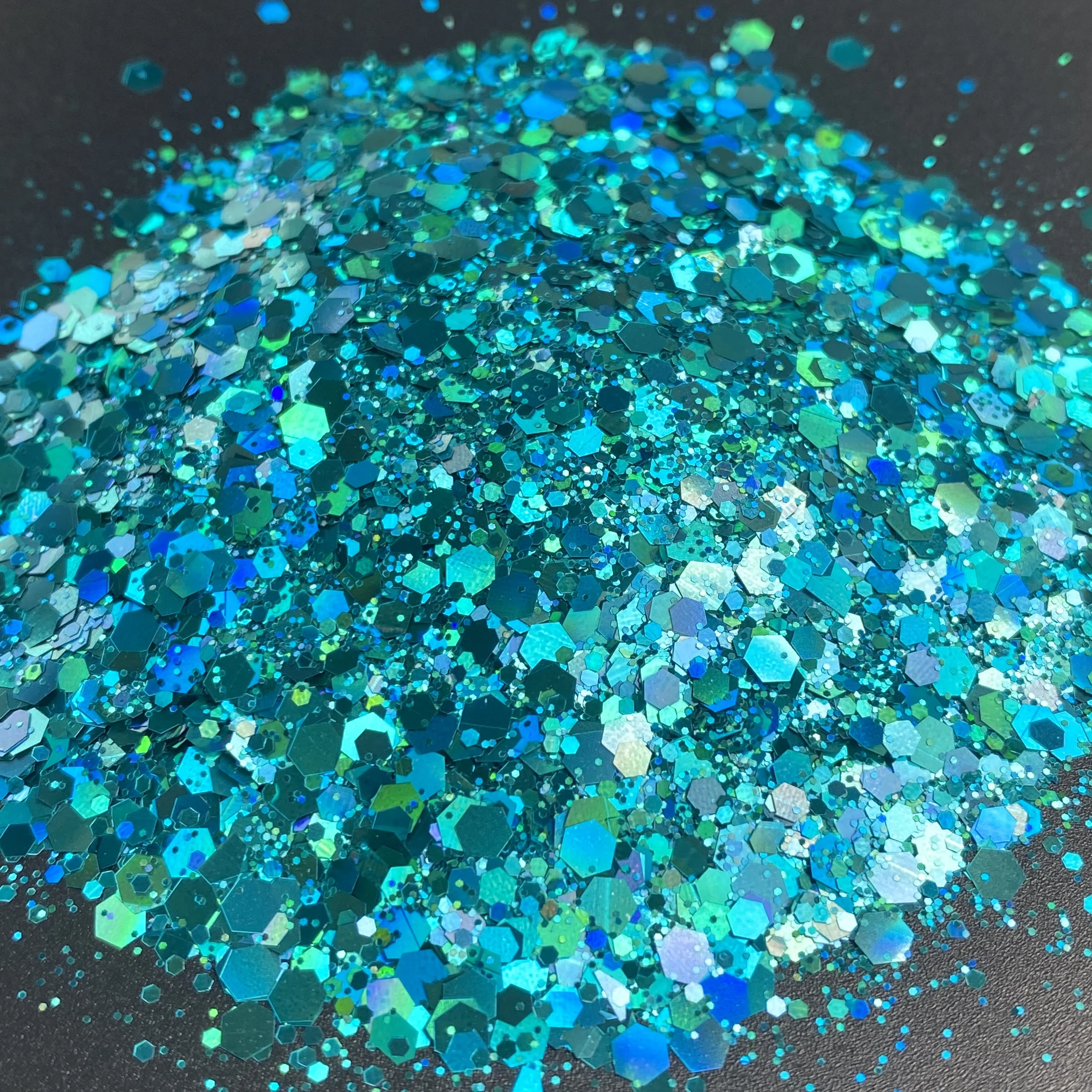 100g Big Bag Holographic Silver Mixed Glitter Color Shifting Chunky Craft Nail Sequins