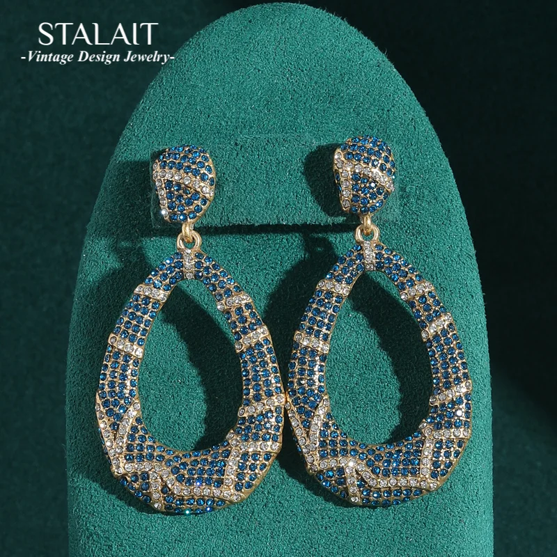 

Large Vintage Water Drop Dangle Earring Big Bohemian Jewelry Rhinestones Gothic Luxury Woman Antique Gold Color Accessories 2025