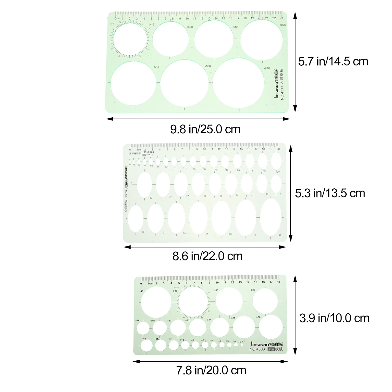 3 Pcs Geometric Measurement Drawing Template Ruler Stencils Building Templates DIY Plastic Student Supply Measuring