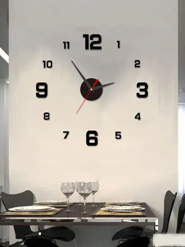 3d criativo sem moldura diy parede pendurado relógio adesivos de parede casa mudo relógio digital