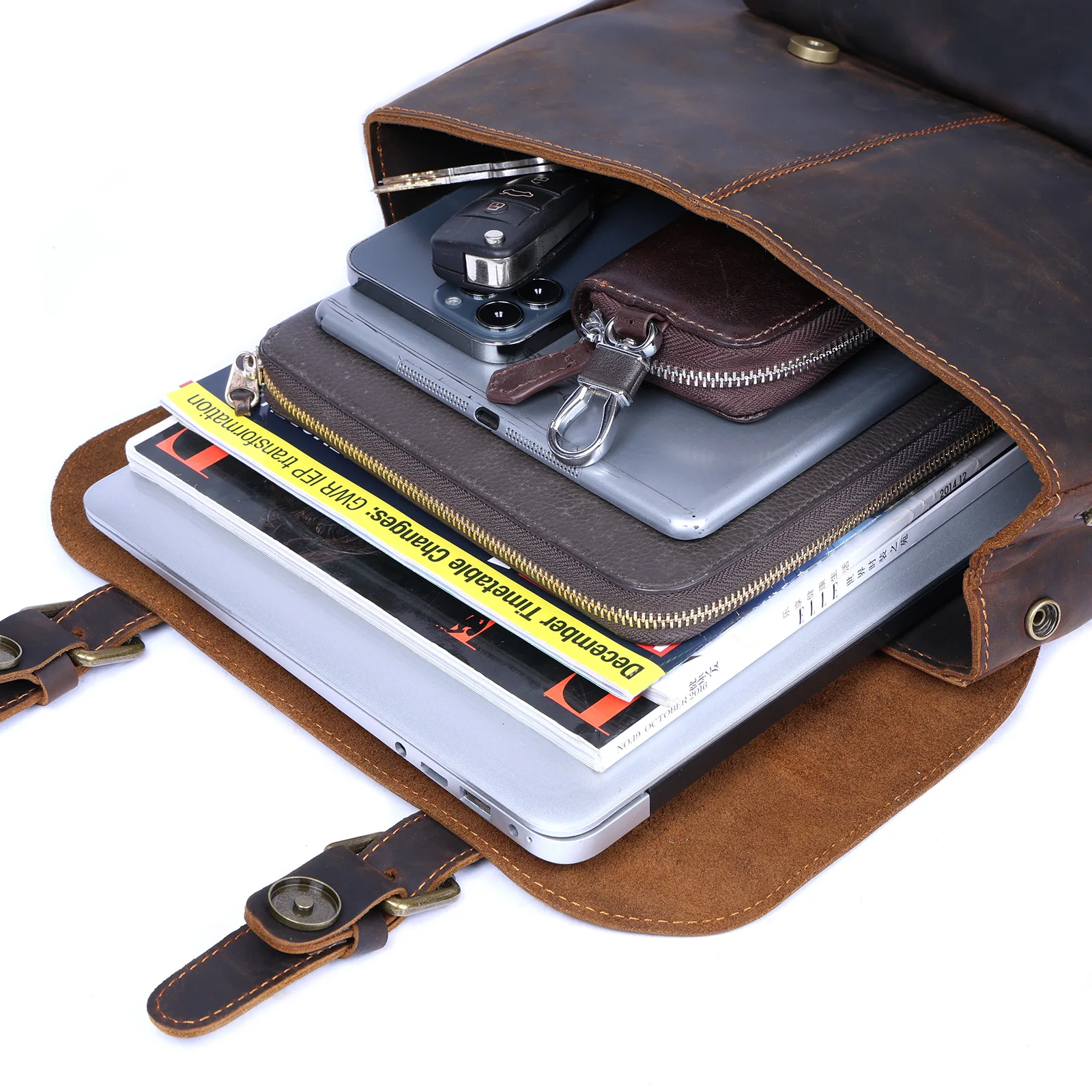 S.WORKER Vintage Echtleder Herrenrucksack Handgefertigte Top-Grain-Leder Laptop-Umhängetasche Crazy Horse Tasche Mode für Männer – Detail 20