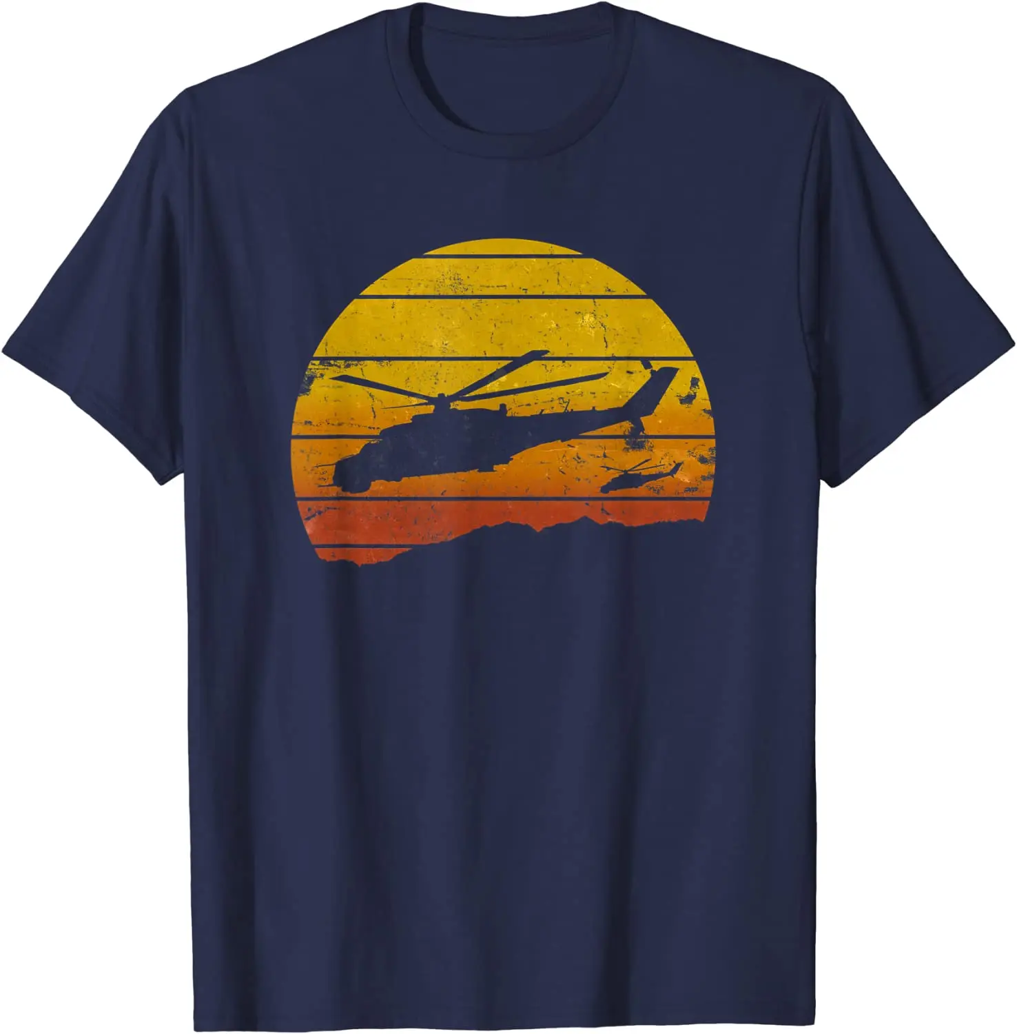 Mi-24 Hind Russian Military Helicopter Sunrise Men T-Shirt Short Sleeve Casual Cotton O-Neck Summer Shirts