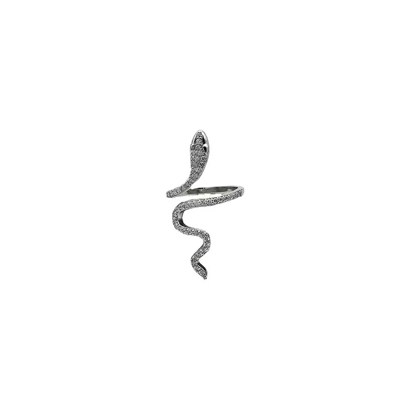 Fashion Personality Winding Snake Adjustable Opening Ring Suitable for Women Creative Stainless Steel Ring Charm Jewelry