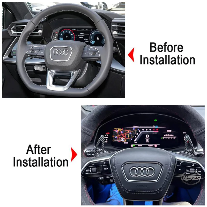 ألياف الكربون طباعة عجلة القيادة مجداف شيفتر تمديد لأودي 2019 + A1 A6(C8) A7 A8 S6 S7 2020 + A4/S4 B9 S8 S4,2021 + A3 8Y #2