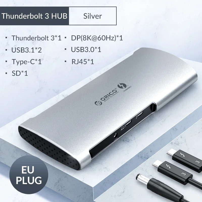 ORICO TB3-S1 Thunderbolt 3 Dock USB Tipo C HUB a DP Adattatore USB 3.0 RJ45 SD4.0 Convertitore USB-C 40 Gbps