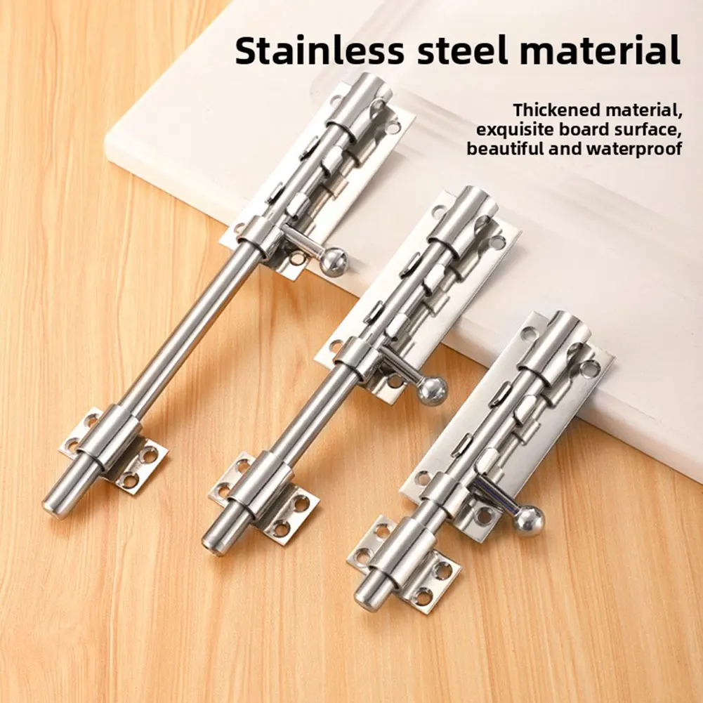 Door Lock-Bolt Stainless Steel Door Security Slide Lock Thickened Sliding Gate Tower Bolts Latch Catch Hardware Padlock Clasp