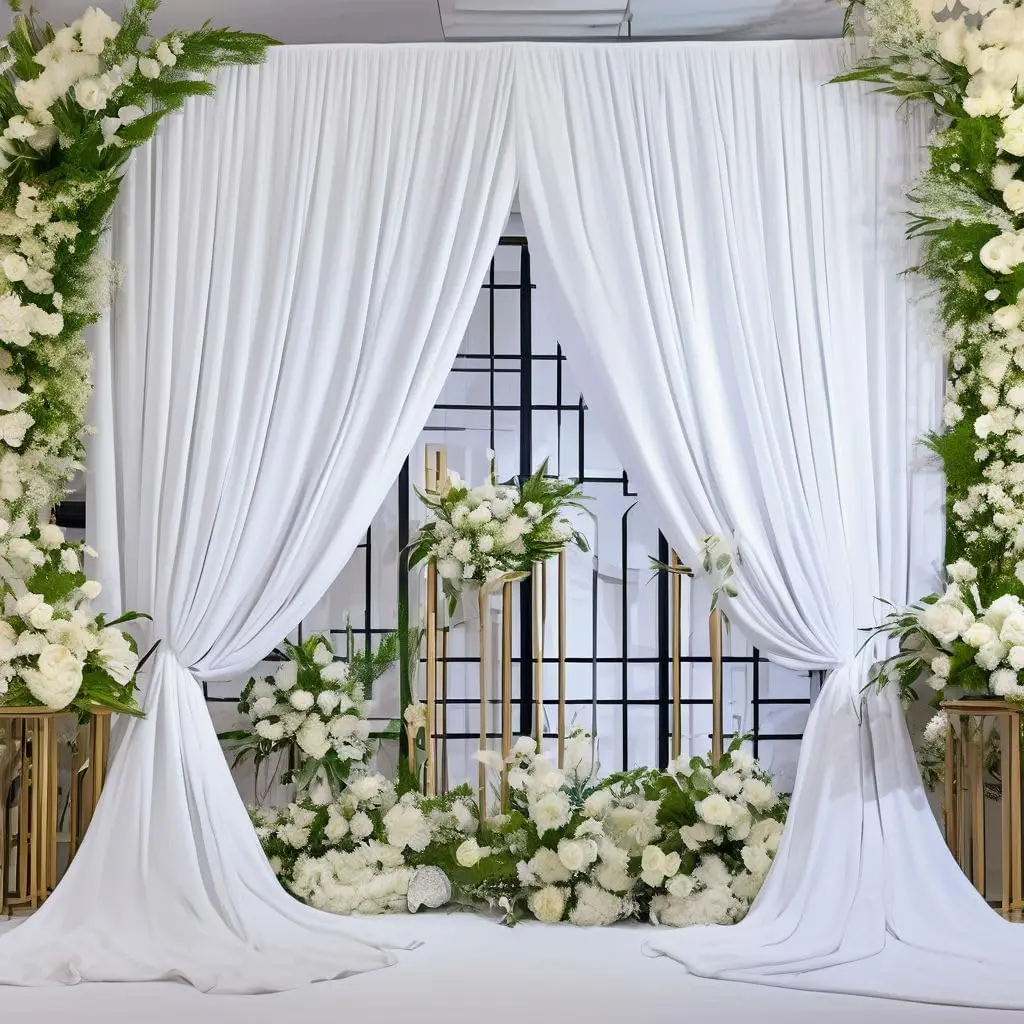10ft x 10ft White Wrinkle Free Backdrop Curtains for Parties,2 Panels 5×10ft Thick Silky Polyester Photo Backdrop Drapes for Wed