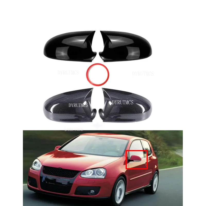 Fit For VW Volkswagen Golf MK5 2003-2009 Car Rearview Side Mirror Cover Sticker Wing Cap Exterior Door Case Trim Carbon Fiber