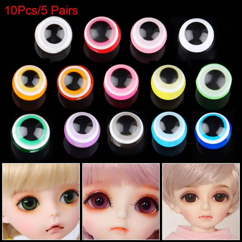 10Pcs/5 Pairs High Quality 8/10mm DIY Multi-color Round Acrylic Eyes Doll Eyeballs Plastic EyeBall Dolls Bear Crafts