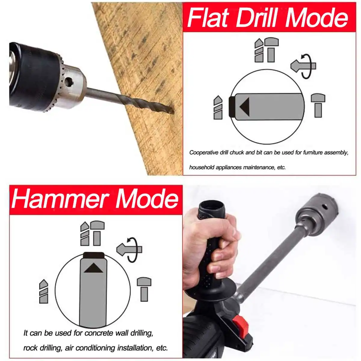 18V Rotary Hammer Drill Electric Impact Drill Cordless Concrete Breaker Rechargeable Power Tool For Makita 18V Battery