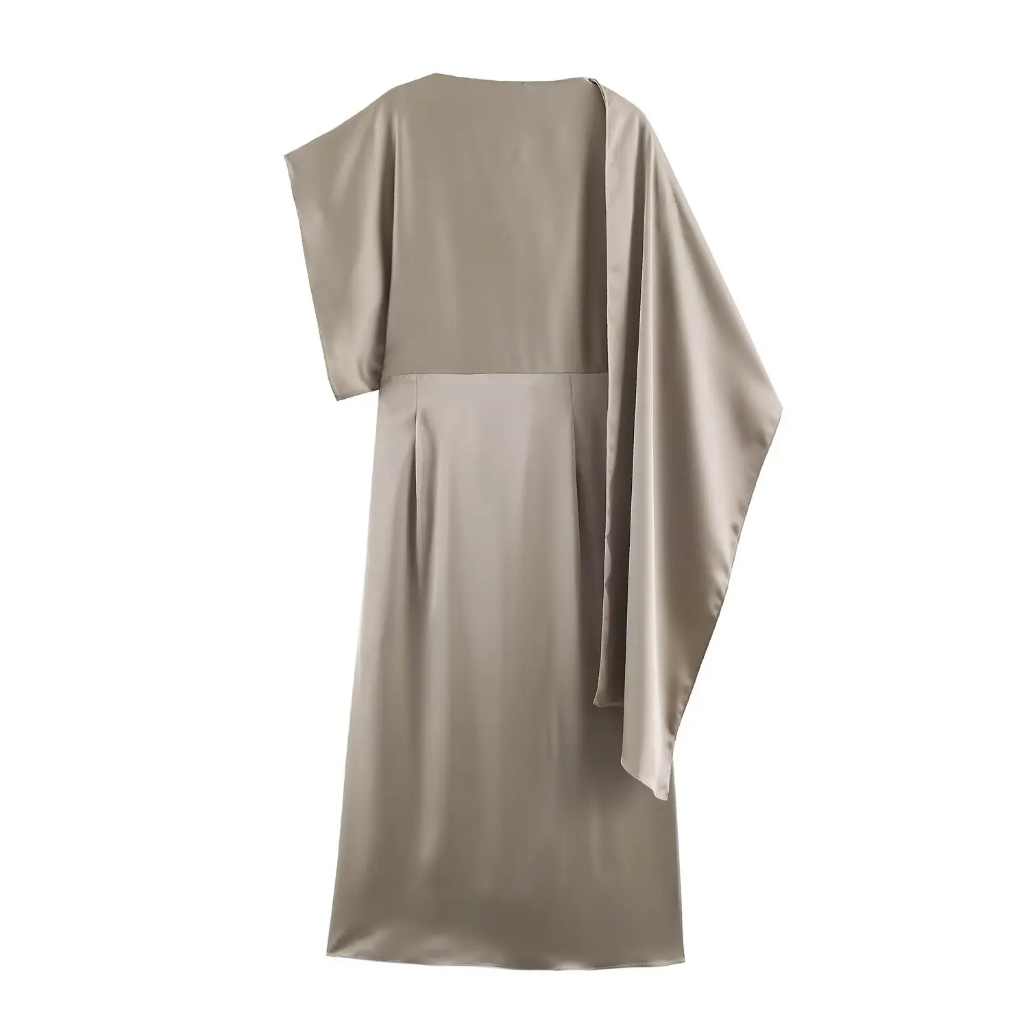 TFMLN Damen Elegante Lange Kleider Mode Asymmetrische Midi-Länge Bequeme Schicke Einfarbige Stufenkleider für Abendpartys 2026 Damenmode – Detail 3