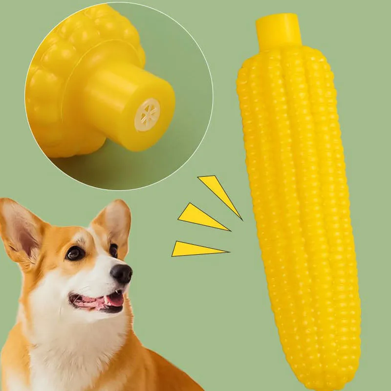 

Reusable Dog Toy Corn Pet Sound Toys Dog Chew Stick Concave Corn Bite Resistant Pet Fun Squeak Toy Teething Cleaner Pet Supplies