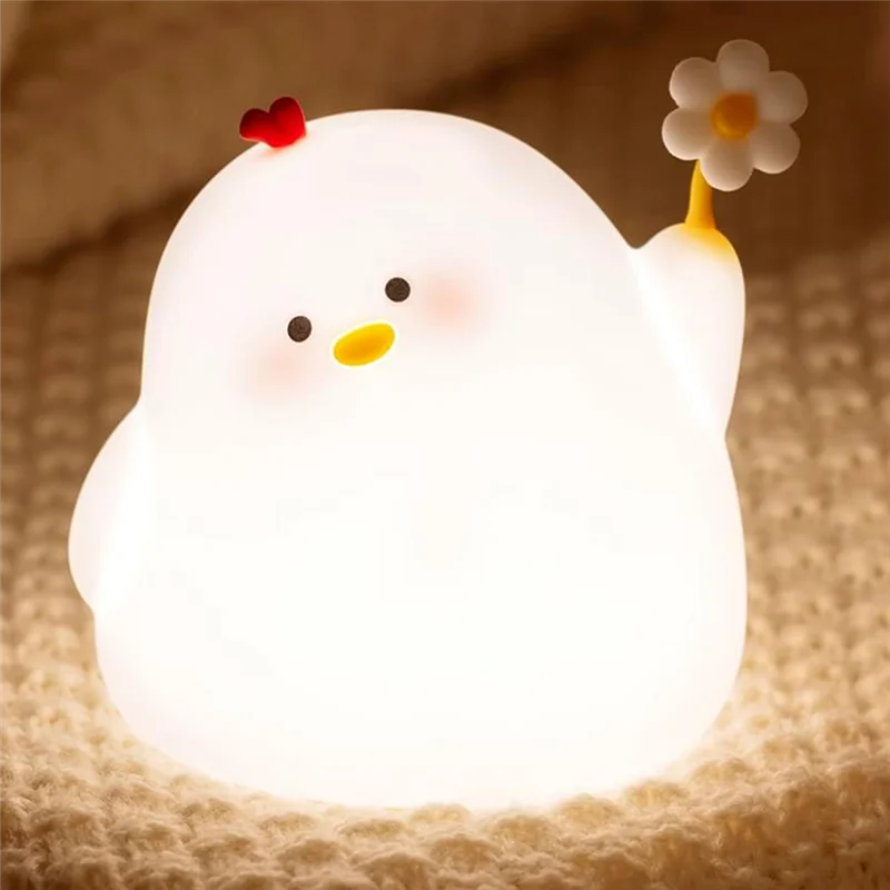 Veilleuse mignonne en forme de poulet poubelle, veilleuse pour chambre/lit de chevet, lampe souple en Silicone avec minuterie de 30 minutes et arrêt automatique, cadeau parfait