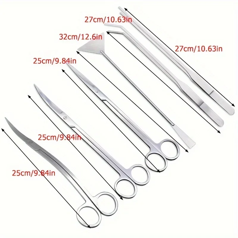 Fish Tank Aquascape Cleaning Tools Stainless Steel Tweezers Scissors Clip Scraper Algae Knife Aquatic Plant Trimming Tool Set