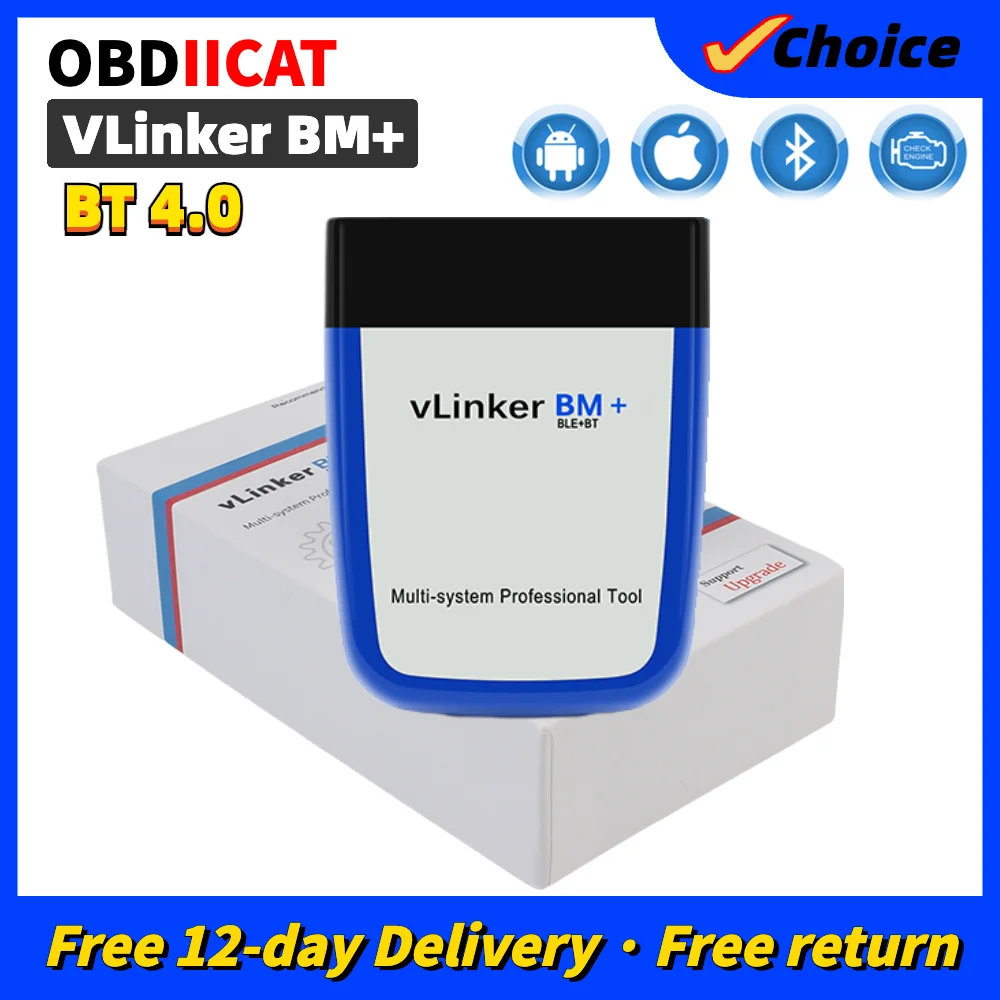 VLinker BM+ ELM327 V2.2 For BMW Scanner Bluetooth 4.0 OBD 2 OBD2 Car Diagnostic ELM 327 Auto Tool