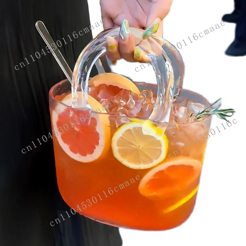 Hand Bag Vase Modern Flower Arrangement Purse Vase Unique Fishbowl Table Decor Gift Heavy Sculpted Bubble Glass Vases
