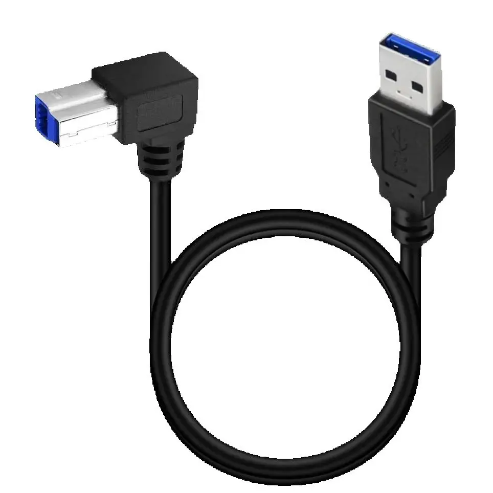 USB 3.0 Cable 0.5m/1.5m USB-A Male to USB-B Male 90 Degree Angle Type B Data Transfer Cord Replacement Cable