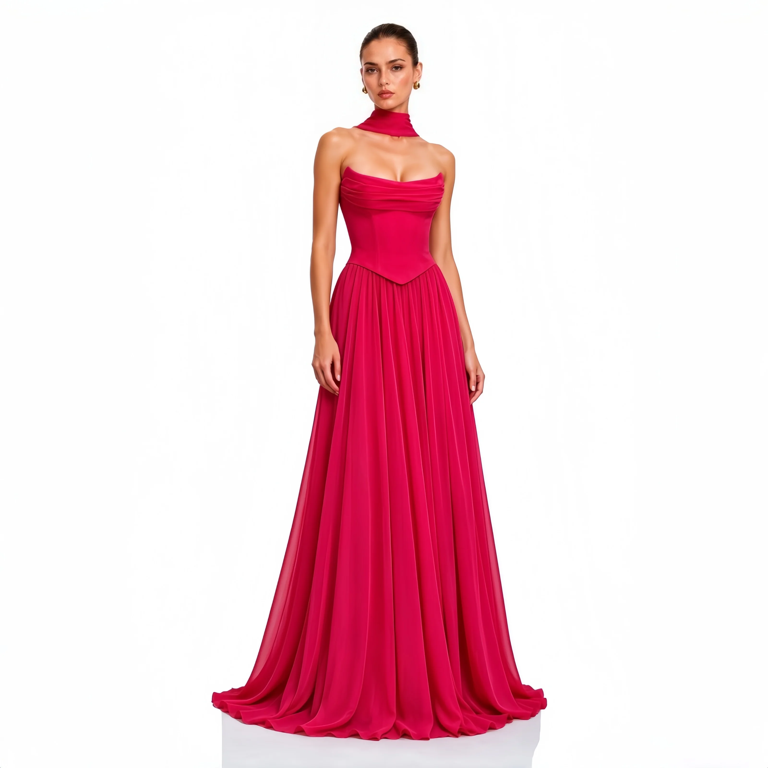High End Corset Bone Chiffon Bridesmaid Long Dress Flowing Floor Length A Line Maxi Formal Dress Vestido De Festa Wedding Custom