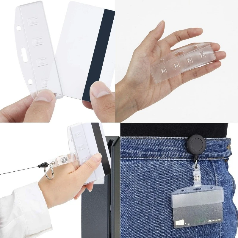

Frosted Transparent PC Plastic Badge Holder Work Card Sleeve for Pass Access ID Tag Badge Card Protector Working Permit