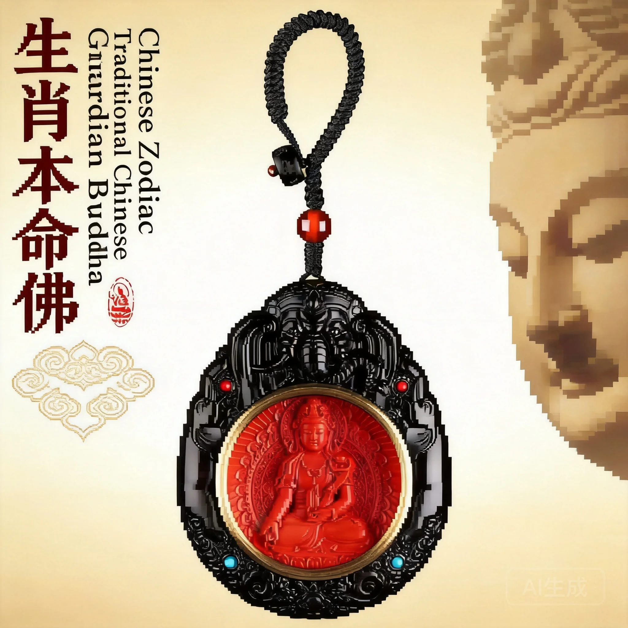 Cinnabar Car Keychain Pendant Chinese Style 2026 Year Of Dragon Lucky Safety Amulet Unisex Gift Zodiac Buddha Hanging Ornament