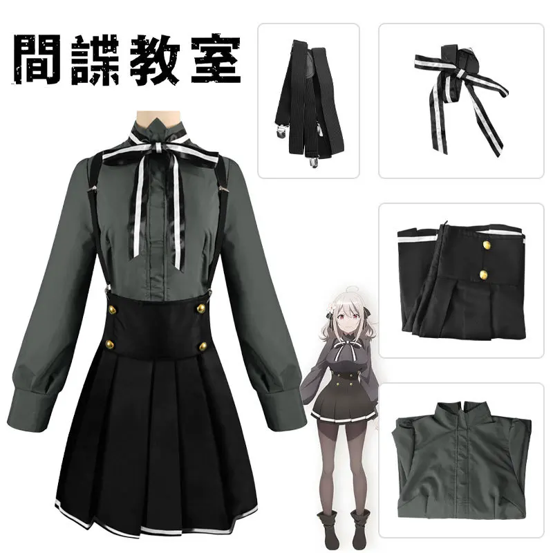 

Anime Klaus Lily Cosplay Costumes Girl Lily Top With Bow Black School Uniform Skirt Halloween Costumes for Women